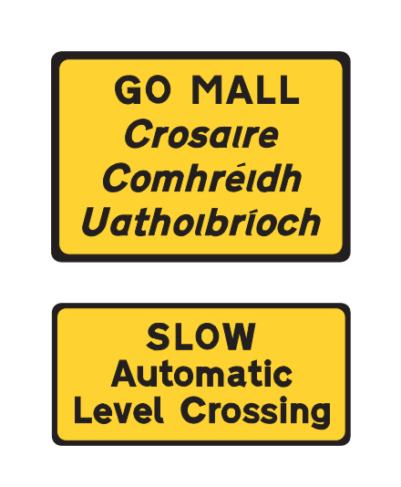 Automatic level crossing ahead warning sign Ireland