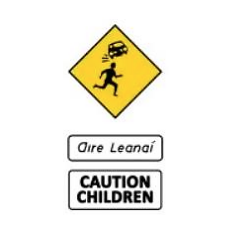 Children crossing ahead in residential areas warning sign Ireland