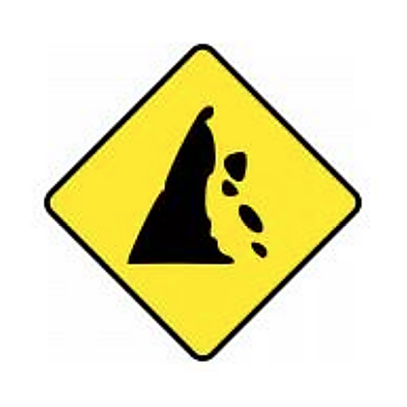 Danger of falling rocks warning sign Ireland