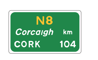 Destination distance sign Ireland