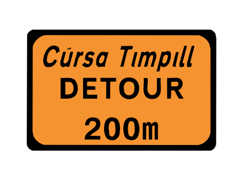 Detour ahead roadwork sign Ireland