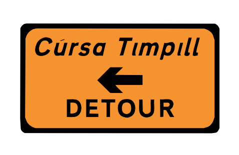 Detour to left roadwork sign Ireland