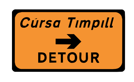 Detour to right roadwork sign Ireland