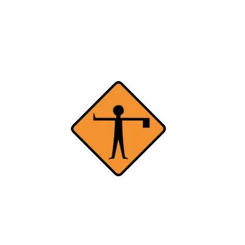 Flagman ahead roadwork warning sign Ireland