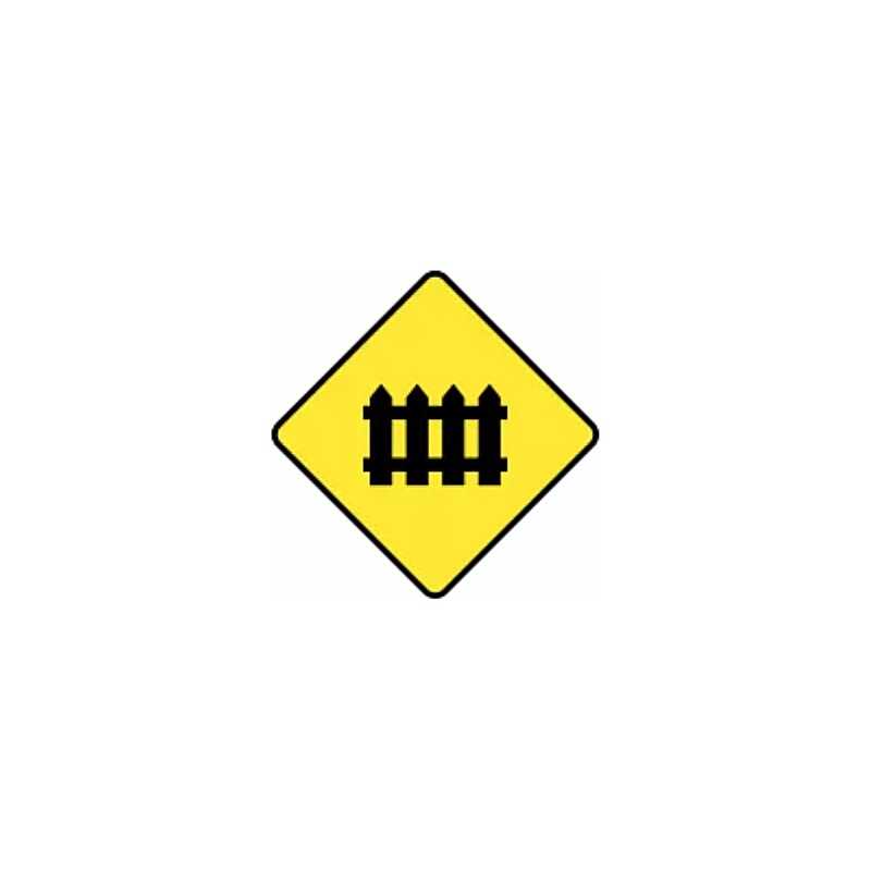 Level crossing guarded by gates or lifting barrier warning sign Ireland