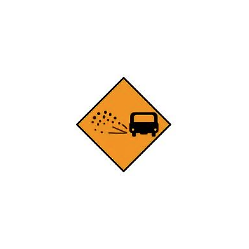 Loose chippings roadwork warning sign Ireland