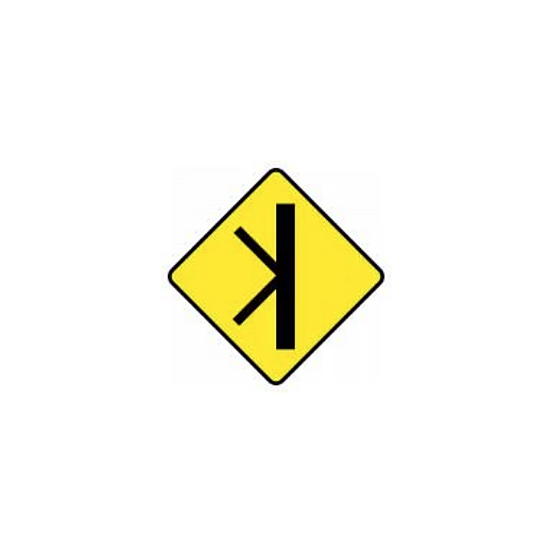 Merging and diverging traffic warning sign Ireland