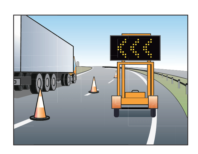 Mobile VMS displaying chevrons Ireland