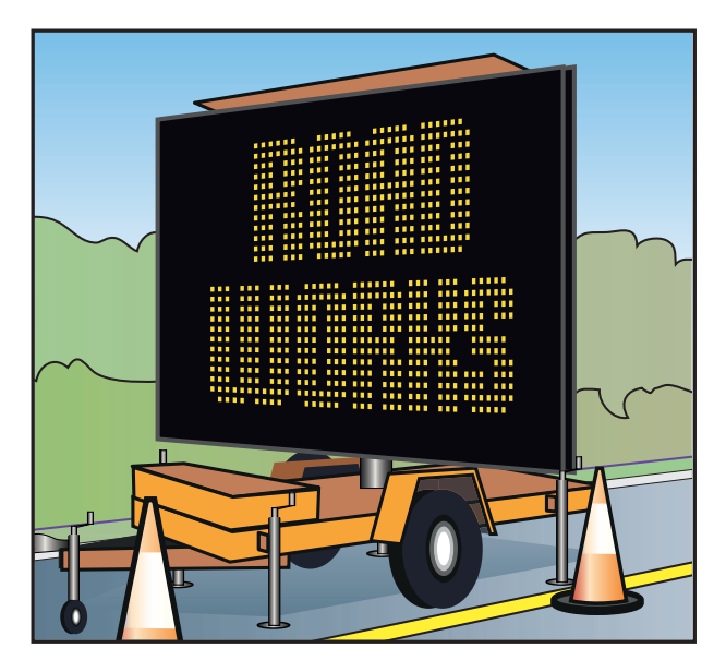 Mobile VMS displaying text message Ireland