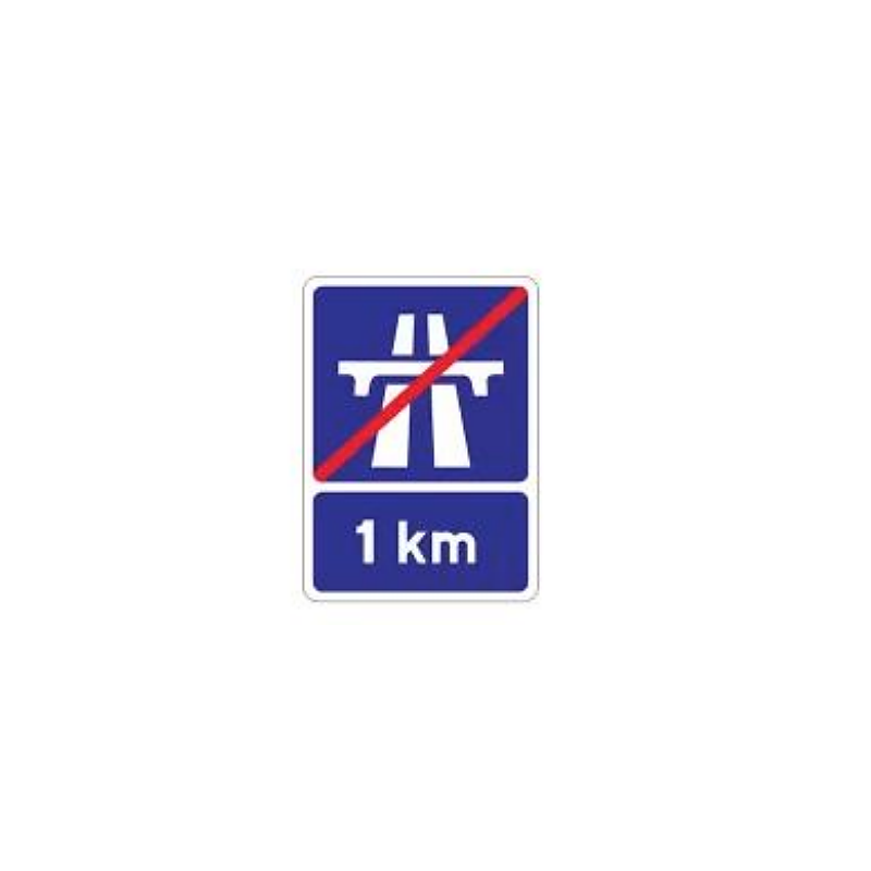 Motorway ends 1km ahead sign Ireland