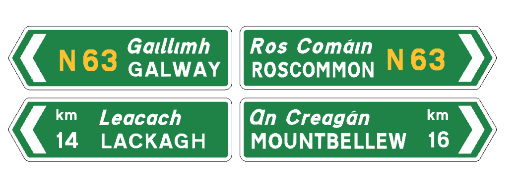 National road advance direction signs Ireland