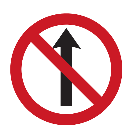 No entry or no straight ahead sign Ireland