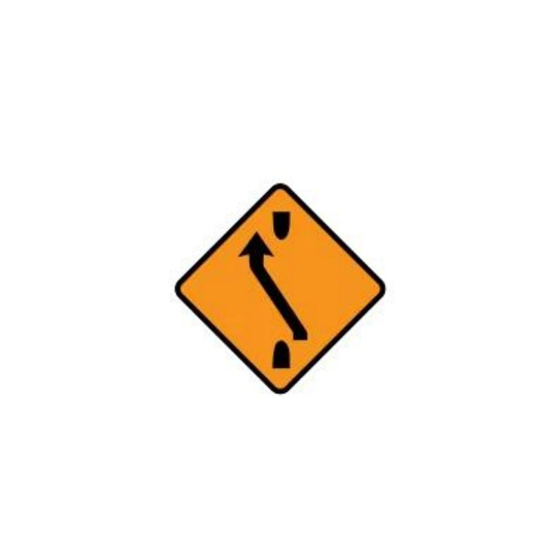 One-lane crossover back roadwork warning sign Ireland
