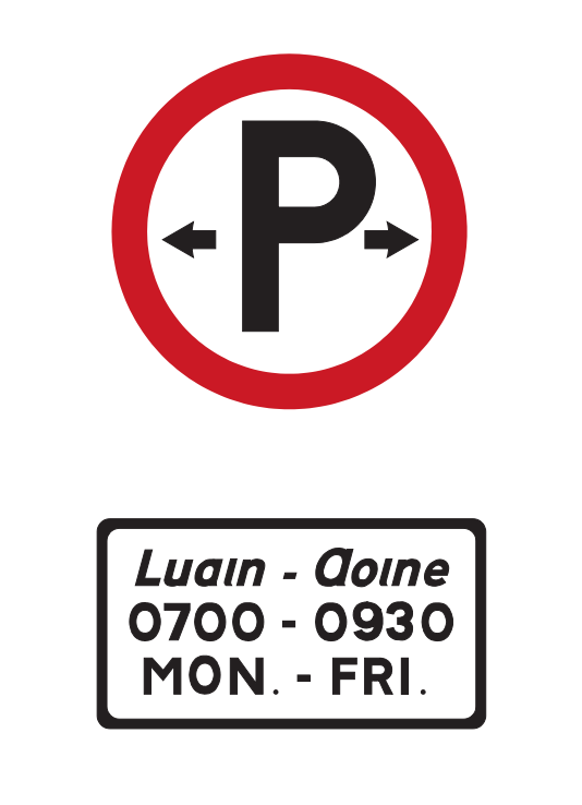 Parking sign Ireland