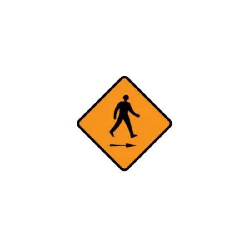 Pedestrian cross to right roadwork warning sign Ireland