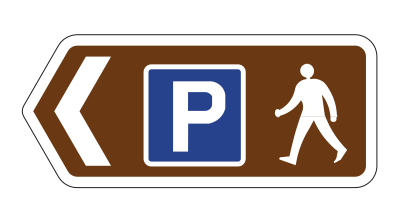 Pedestrian sign to car park Ireland