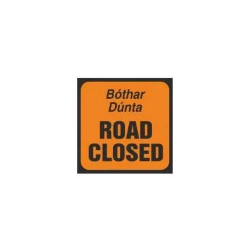 Road closed roadwork sign Ireland