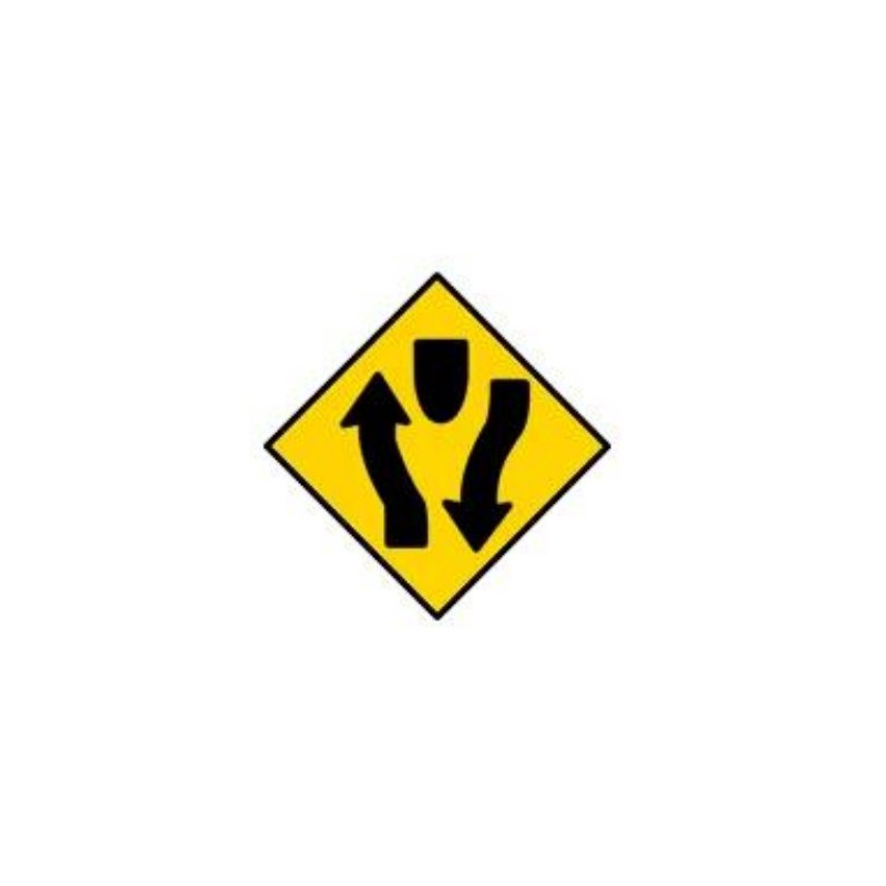 Road divides warning sign Ireland