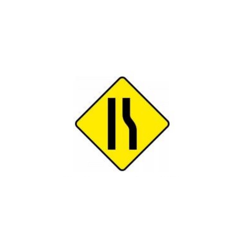 Road narrows from right warning sign Ireland