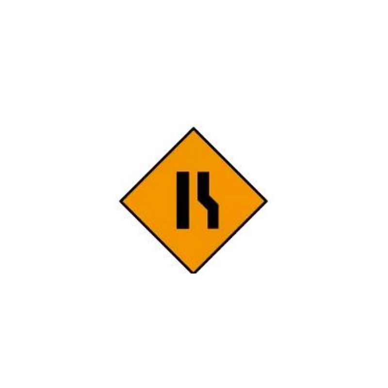 Road narrows from right roadwork warning sign Ireland