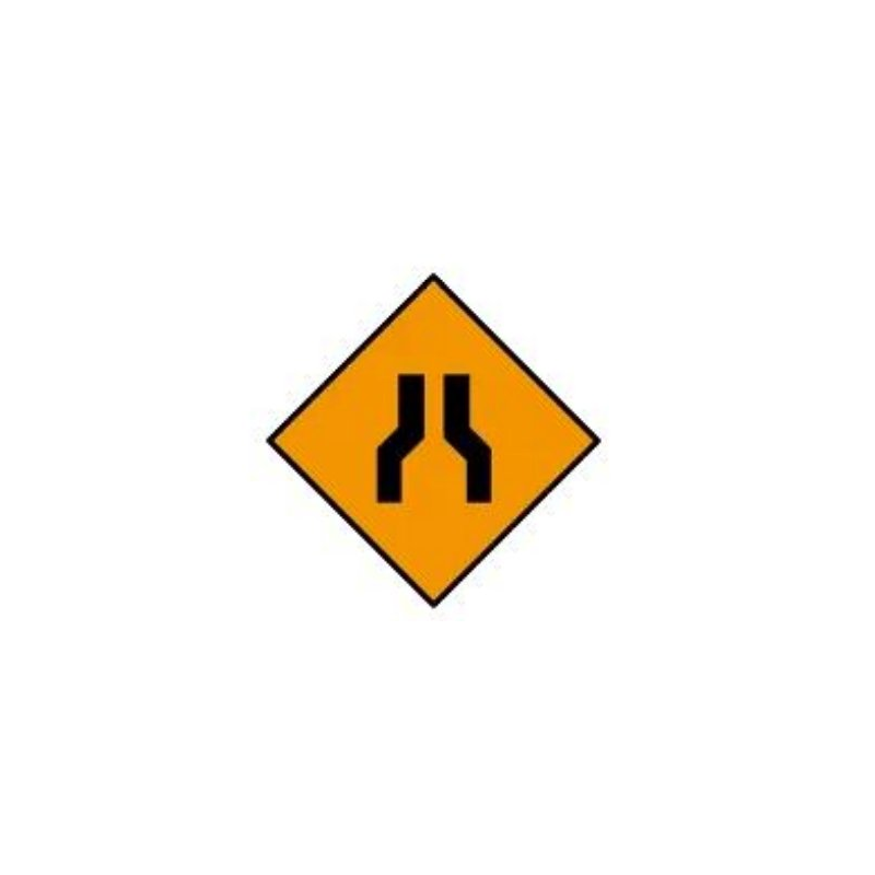 Road narrows on both sides roadwork warning sign Ireland