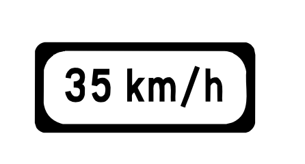 Cautionary speed roadwork informative sign Ireland