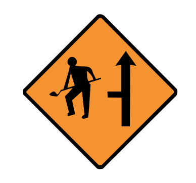 Site access on left roadwork informative sign Ireland