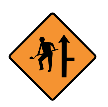 Site access on right roadwork informative sign Ireland