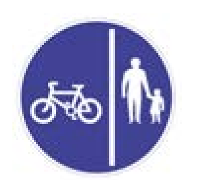 Separate bicycle and pedestrian lanes sign Ireland