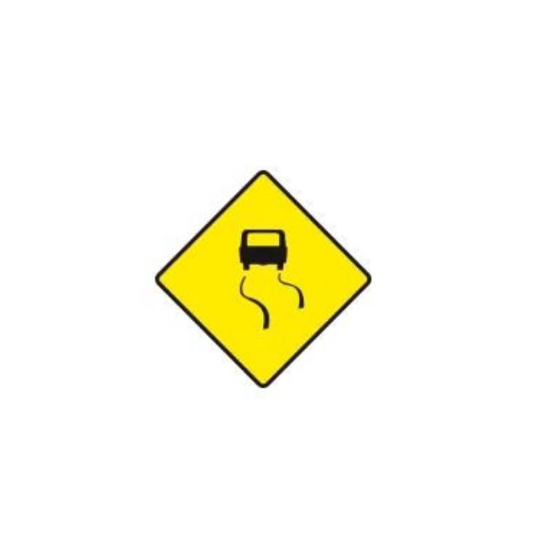 Slippery road ahead warning sign Ireland