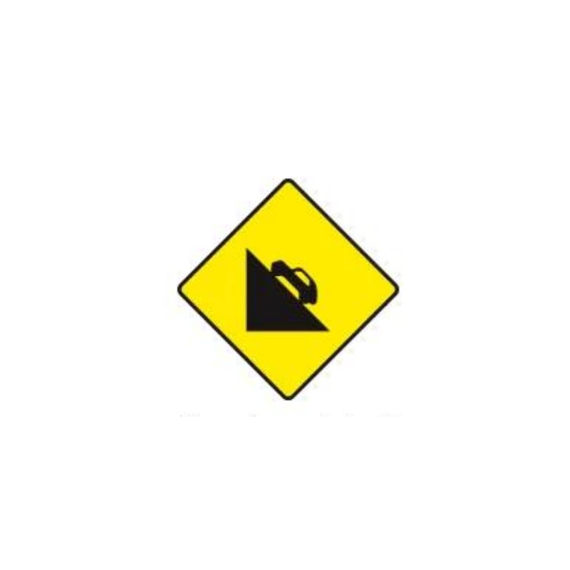 Steep descent ahead warning sign Ireland