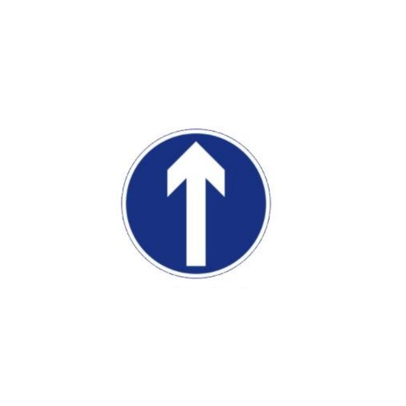 Straight ahead mandatory sign Ireland
