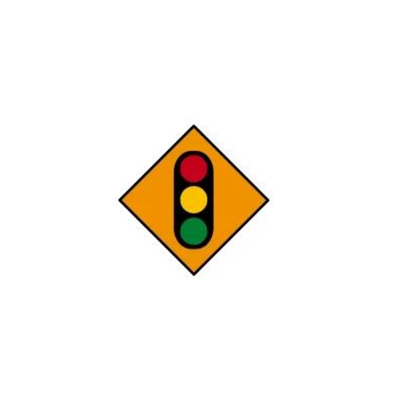 Temporary traffic signal ahead roadwork warning sign Ireland