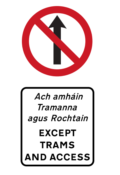 Tram and access only street sign Ireland