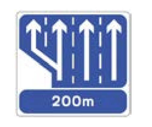 Typical lane gain sign motorway Ireland