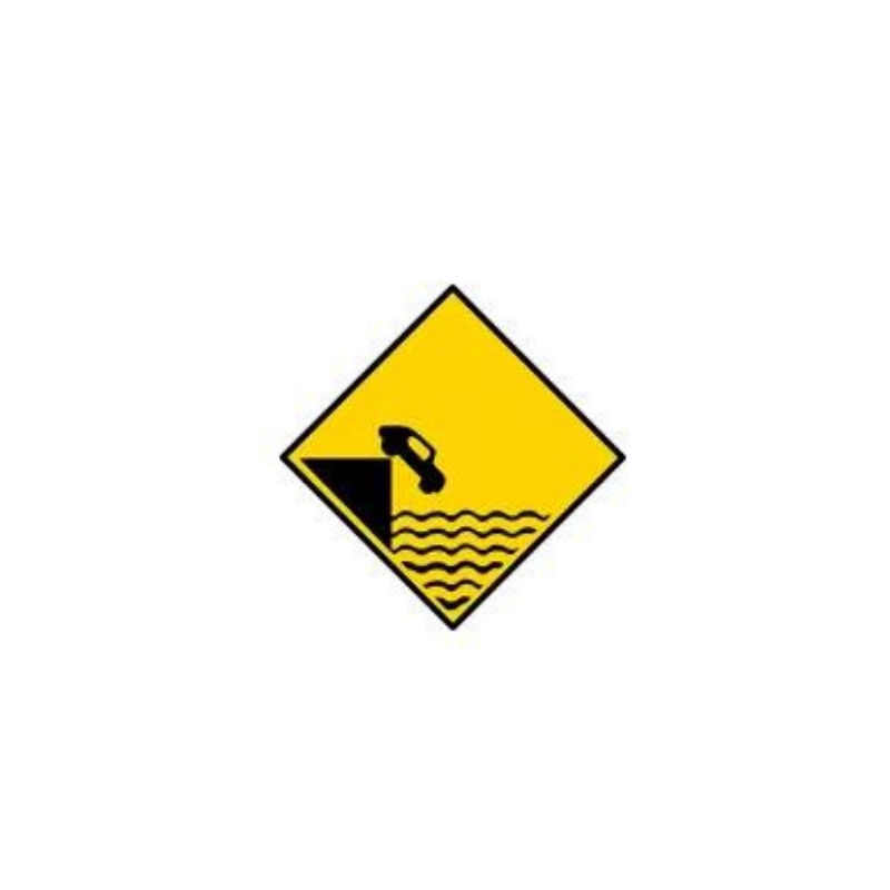 Unprotected quay canal or river warning sign Ireland